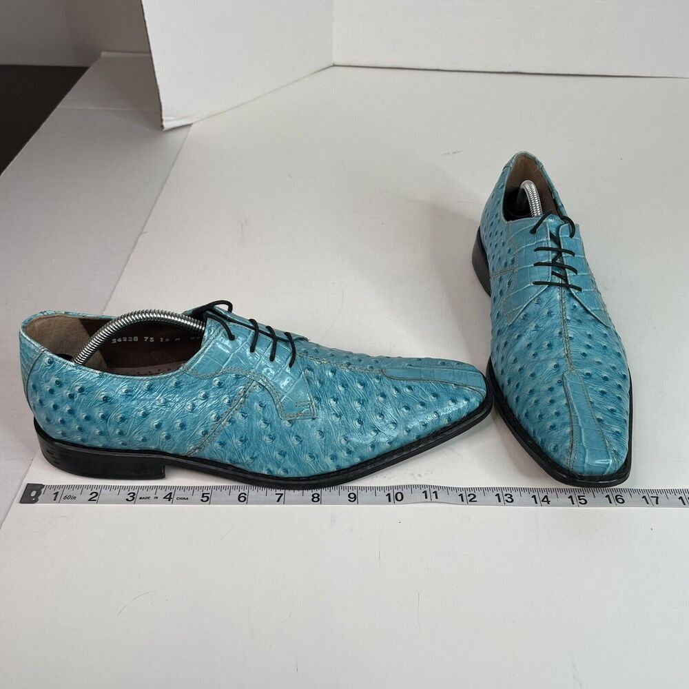 Stacy Adams Men’s Dress Shoes 12M, Blue Leather, Ostrich Print, Oxfords Rare VTG - Picture 9 of 11
